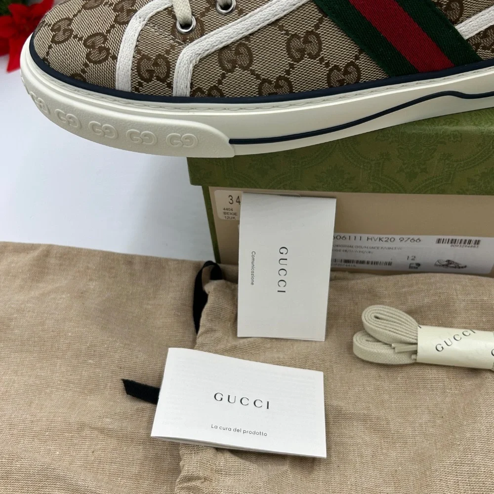 Men’s Gucci tennis 1977 low top sneakers size 12 fits 12.5 US made in Italy